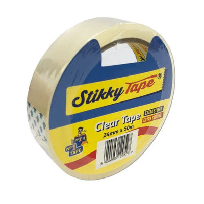 Stikky Tape Box of 48 Rolls - Clear Parcel Tape - 24mm x 50m - Packing Tape - ELKO Direct