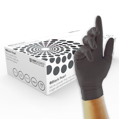 Unigloves Black Nitrile Disposable Gloves - Pack of 100 - Work Safety Protective Gear - ELKO Direct