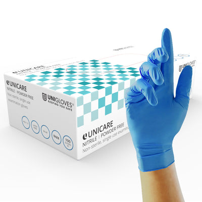 Unigloves Blue Nitrile Disposable Gloves - Pack of 100 - Work Safety Protective Gear - ELKO Direct