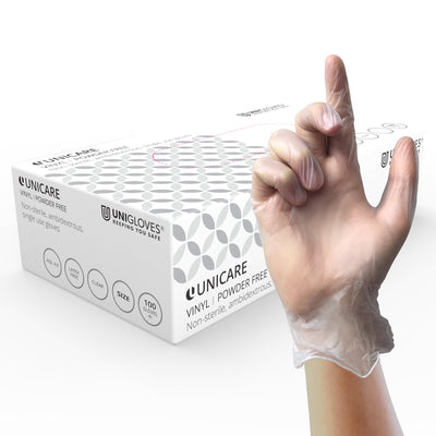 Unigloves Clear Vinyl Disposable Gloves - Pack of 100 - Work Safety Protective Gear - ELKO Direct
