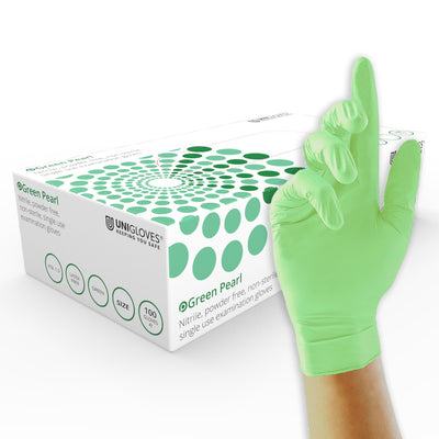 Unigloves Green Nitrile Disposable Gloves - Pack of 100 - Work Safety Protective Gear - ELKO Direct