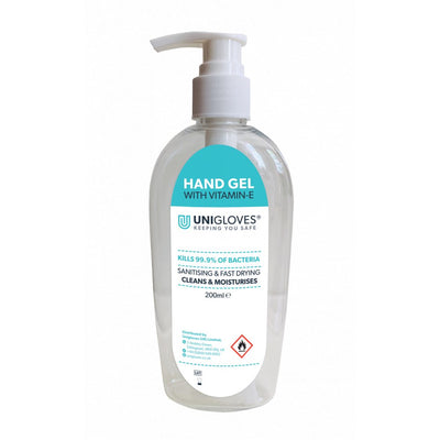 Unigloves Hand Sanitiser Gel with Vitamin E - 200ml - Work Safety Protective Gear - ELKO Direct