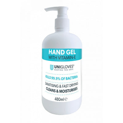 Unigloves Hand Sanitiser Gel with Vitamin E - 480ml - Work Safety Protective Gear - ELKO Direct