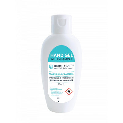 Unigloves Hand Sanitiser Gel with Vitamin E - 50ml - Work Safety Protective Gear - ELKO Direct