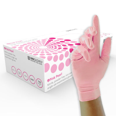 Unigloves Pink Nitrile Disposable Gloves - Pack of 100 - Work Safety Protective Gear - ELKO Direct