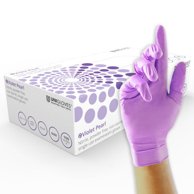 Unigloves Violet Nitrile Disposable Gloves - Pack of 100 - Work Safety Protective Gear - ELKO Direct